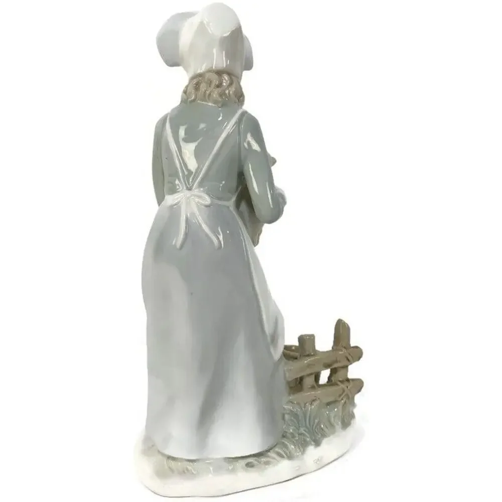 Norleans Porcelain Figurine Woman With Cat In The Style of Lladro 8.5